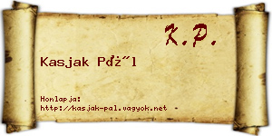 Kasjak Pál névjegykártya